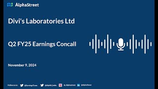 Divis Laboratories Ltd Q2 FY202425 Earnings Conference Call [upl. by Sinnal]