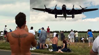 🇬🇧 Low Lancaster Bomber Flying Over British Airshow Fans To Land 🇬🇧 [upl. by Einobe]