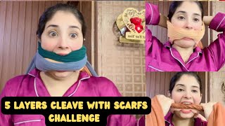 5 Layers Cleave With Different Scarfs 🧣 Challenge  aqsaadil awareness funny challenge [upl. by Adnylem]