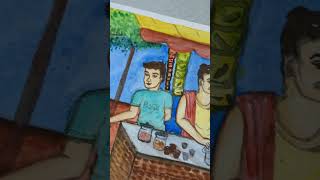 tea stall watercolorart watercolor trending reels shotviralvideo video viralshorts artwork [upl. by Anesusa279]