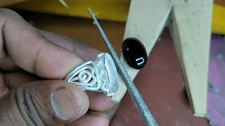 Black stone ring making  How to make ring jewelry [upl. by Norine]