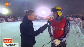 Hermann Maier vs Rennwagen Wetten dass 25012014 [upl. by Llechtim]