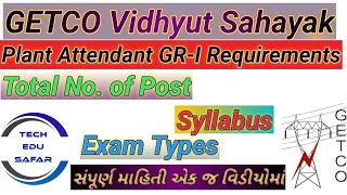 GETCO Requirements 2024Plant Attendant GRIVidhyut Sahayak Bharti 2024GETCO [upl. by Maharba]