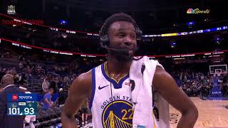 Andrew Wiggins Courtside Interview  Golden State Warriors beat Orlando Magic 10193 [upl. by Drahser]