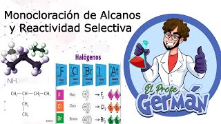 MONOCLORACIÓN DE ALCANOS PORCENTAJES DE REACTIVIDAD SELECTIVIDADQuímica Profe Germán [upl. by Torey98]