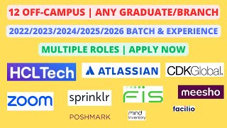 12 Off Campus  202320242025 batch amp Experience  Tech amp NonTech role [upl. by Zakarias725]