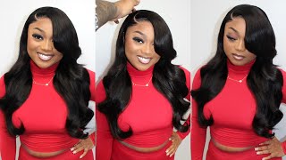 Deep Side Part With Layers amp Curls  Curtain Bang Wig ft HERMOSA HAIR [upl. by Kcoj]