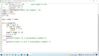 Automorphic Number in Python [upl. by Fernyak]