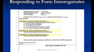 Introduction to Discovery Part 5 Responding to Form Interrogatories [upl. by Garvy617]