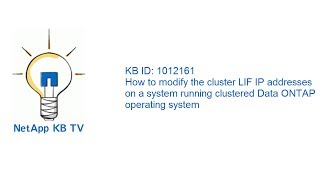 How to modify the cluster LIF IP addresses on a system running clustered Data ONTAP operating system [upl. by Alletsyrc527]