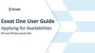 Exxat One Beta Launch  Applying For Availabilities [upl. by Simmie386]