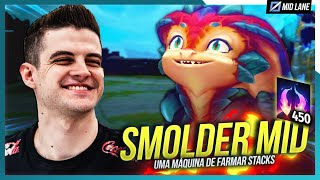 SMOLDER MID contra melee é uma MÁQUINA DE FARMAR STACKS [upl. by Aseuqram]