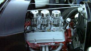 Hot Rod Triple Carbureted V8 engine start [upl. by Alakam]