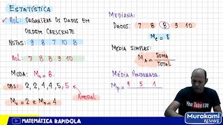 ESTATÍSTICA  MODA MÉDIA E MEDIANA [upl. by Langille]