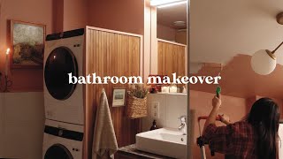 Small bathroom makeover  Ikea vanity hack  diy washer divider [upl. by Neoma]