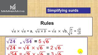 Simplifying surds [upl. by Celtic]