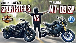 HarleyDavidson Sportster S vs Yamaha MT09 SP [upl. by Eirovi]