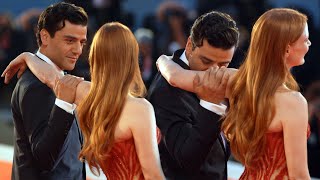 Oscar Isaac and Jessica Chatain’s FLIRTY Red Carpet Moment [upl. by Godfrey659]