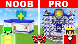 NOOB vs PRO POLICE STATION House Build Challenge in Minecraft [upl. by Amelina54]