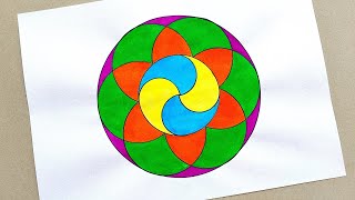 How to Draw a Geometric Circle Pattern step by step in easy way  Geometric Circle Art  Mandala [upl. by Zetnas]