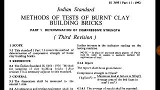 Bricks  Tests amp specifications for objective amp subjective Ese Ae Je exams IS 3495 amp Is 1077 1992 [upl. by Ssej]