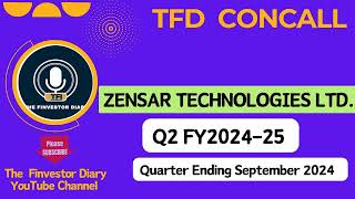 Zensar Technologies Limited  Investors Concall Q2 FY202425 tfdconcall zensartech [upl. by Elia]