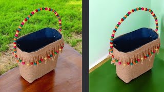 DIY I MADE A WONDERFUL ORGANIZER BASKET OUT OF JUTE FABRIC 🧺Easy JUTE Organization 🧺DIY JUTE BASKET [upl. by Mikkel]