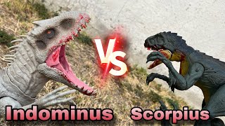 Scorpius Rex vs Indominus Rex Battle Toy movie  stop motion [upl. by Nitsug]