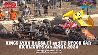 Kings Lynn BriSCA Stock Car Racing F1 and F2 6th april 2024 [upl. by Adnomal]