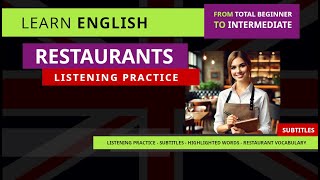 Restaurants English VOCABULARY Lesson LISTENING PRACTICE total beginner to intermediate [upl. by Zephan861]