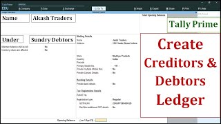 How To Create Suppliers Ledger In Tally Prime  How to Create Buyers Ledger In Tally Prime [upl. by Lhok]