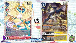 DIGIMON TCG Phoenixmon X Red vs Shakkoumon YellowBlack [upl. by Asilim671]