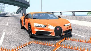 Massive Spike Strip Pileup Crashes 10 – BeamNG Drive  CrashBoomPunk [upl. by Imelda]