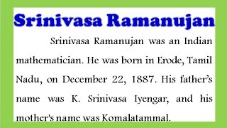 Srinivasa Ramanujan biography in English About Srinivasa Ramanujan essay  speech in English [upl. by Namwen]