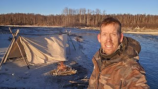 Solo Winter Bushcraft Camping in Alaska [upl. by Siekram]