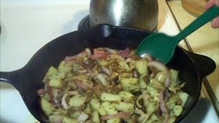 Cast Iron Roasted Potatoes Onions and Mushrooms Recipe [upl. by Carder927]