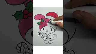 REVERSE Coloring My Melody Christmas reverse coloring coloringtime mymelody HolidaysWithYouTube [upl. by Cogan]