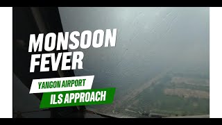 Yangon Airport Landing Cockpit View  Drizzle Landing Monsoon Period [upl. by Rebna]