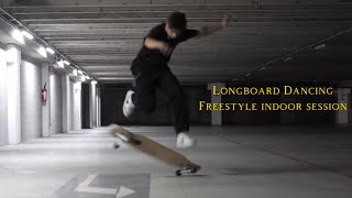 Longboard Dancing x Freestyle session in an indoor parking lot [upl. by Nniroc787]