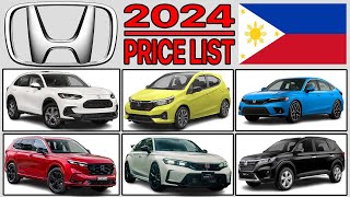 Honda Car Price List Philippines 2024 [upl. by Aicilaana407]