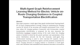 Multi Agent Graph Reinforcement Learning Method for Electric Vehicle on Route Charging Guidance in C [upl. by Mikahs]