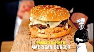 THE BEST AMERICAN BURGER RHANYS KITCHEN بورغر امريكي سهل التحضير [upl. by Micky]