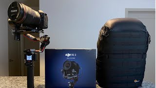 DJI RS2 PRO COMBO unboxing  Can it fit in your camera bag  lowepro 450 amp 350 [upl. by Halac]