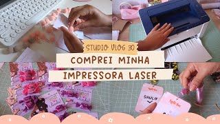 studio vlog 30 ✨🌻 Comprei minha impressora laser para foil fazendo alguns brindes e crachás [upl. by Aynos825]