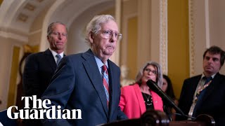 Republican Senate leader Mitch McConnell freezes during remarks to reporters [upl. by Drarreg]