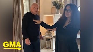 Salma Hayek shares video dancing with Anthony Hopkins to celebrate his Oscar win l GMA [upl. by Eleazar]