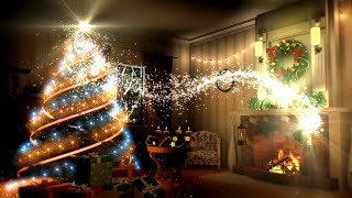 Animated Christmas Card Template  Christmas Fireplace [upl. by Attekahs]