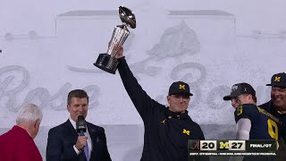 Jim Harbaugh and Michigans FULL TROPHY CEREMONY after winning the Rose Bowl 🌹 [upl. by Kasper]