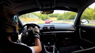 Nordschleife BMW 130i chasing Porsche GT3 RS  Oil spill 03102013 [upl. by Alliuqa]