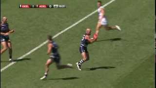 Travis Varcoe kicks a 9Point Super Goal v Adelaide [upl. by Delphina]